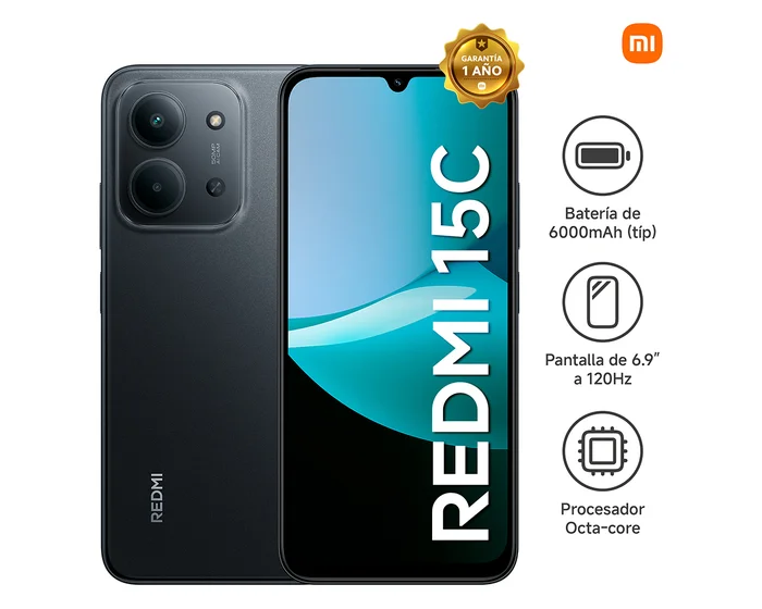 Celular Xiaomi Redmi 15C 256GB, 4GB RAM, cámara trasera 50MP